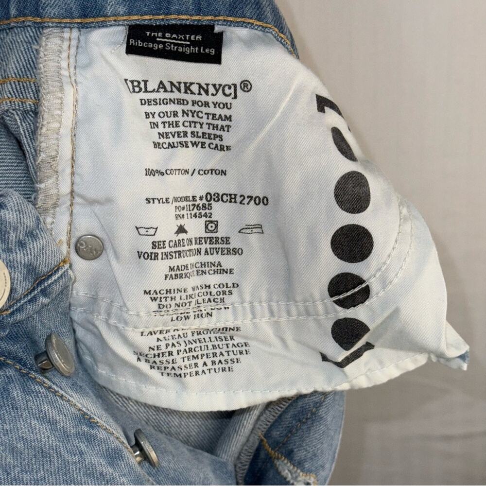 Blank NYC The Baxter Denim Jeans Light Wash Women’s Size 6 Ribcage Straight Leg - Picture 8 of 8